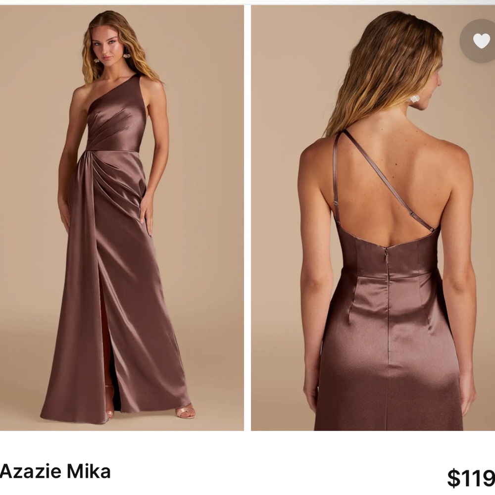 NEW WITH TAGS Azazie Mika Espresso Brown Dress Size 4 Stretch Satin NWT
